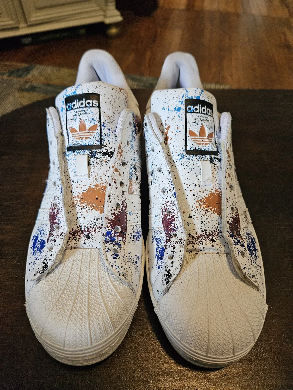 Adidas Superstar White Sneakers with Multicolor Paint Splatter